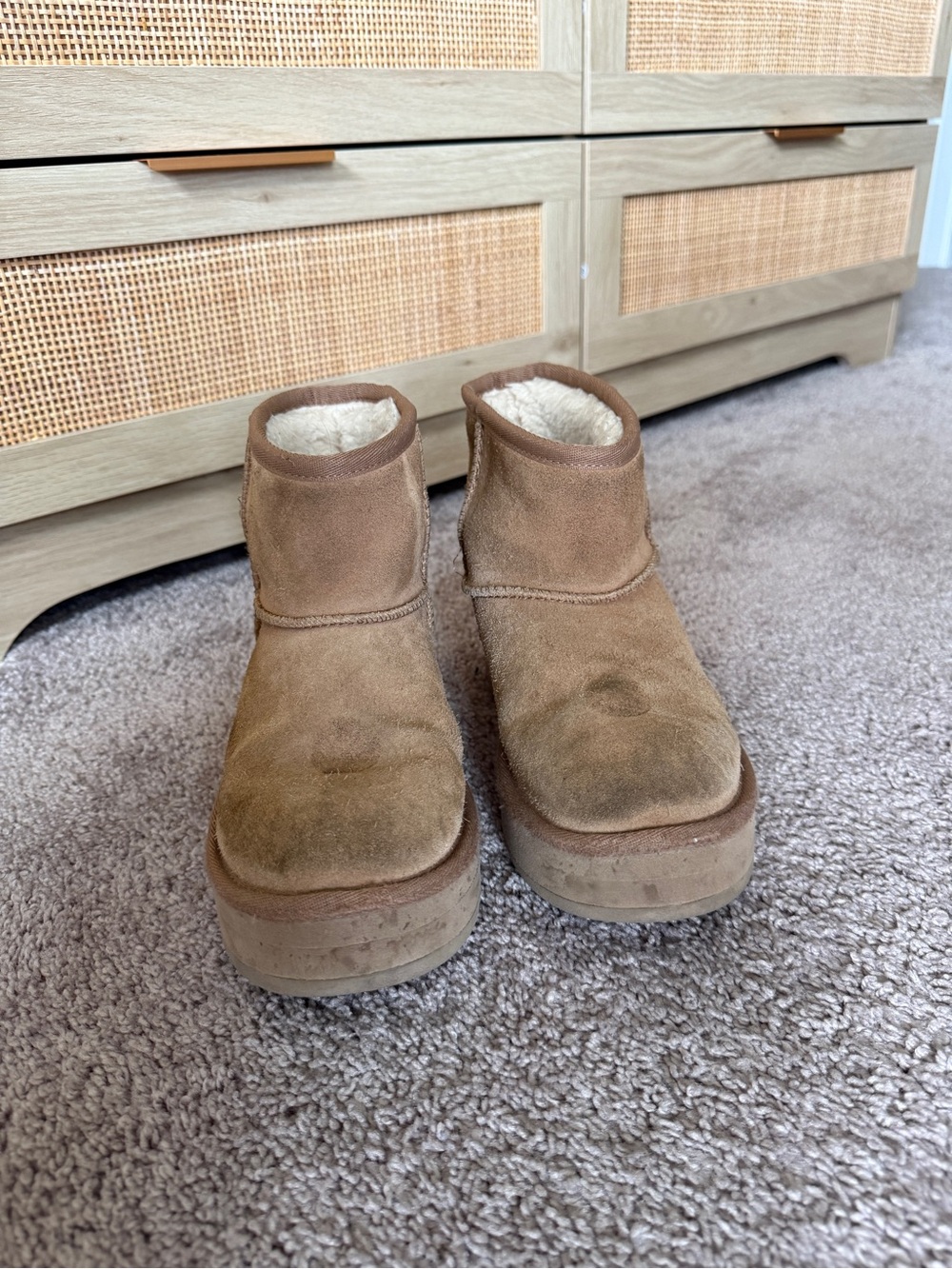 UGG Chestnut Shearling-Lined Suede Slip-On Boots - Picture 8 of 9
